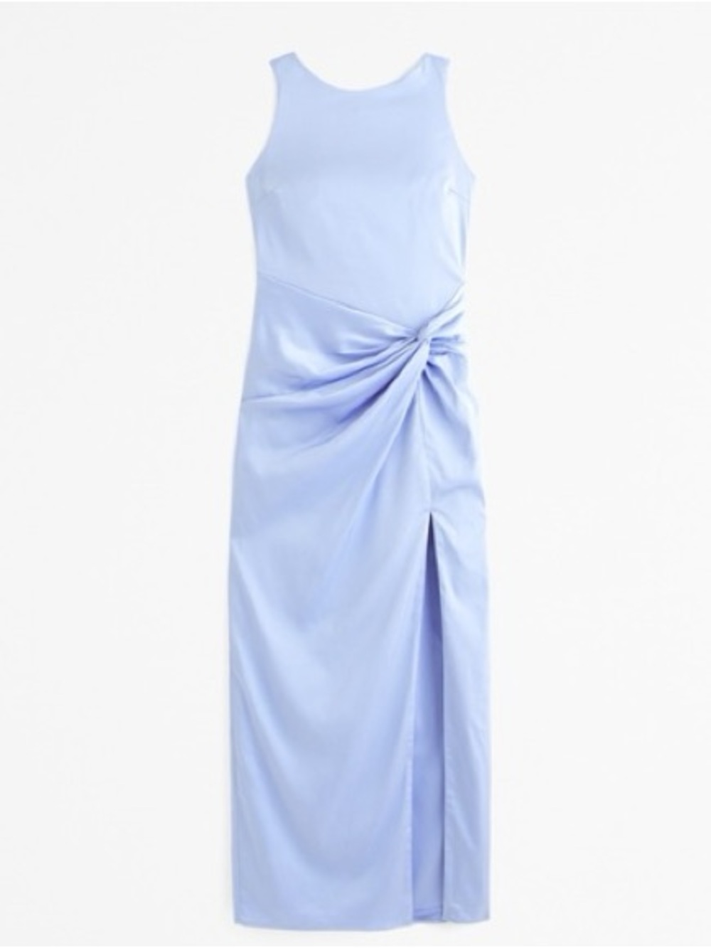 NWT Abercrombie Light Blue Satin Draped Maxi Skirt Dress